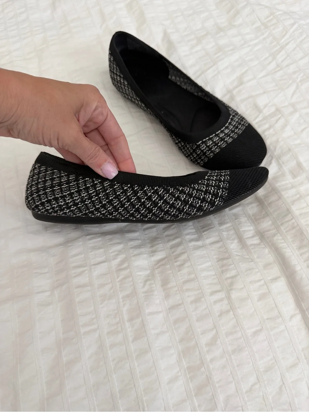 croft & barrow Black Knit Ballet Flats with Tweed Accent